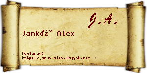 Jankó Alex névjegykártya